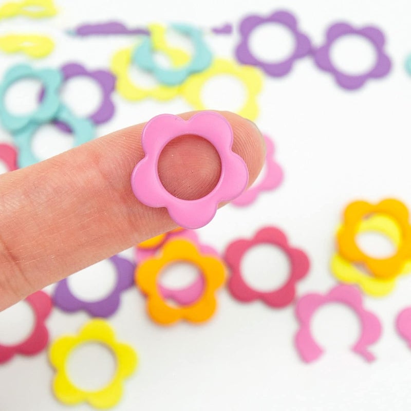 wonofa 50Pcs Flower Metal Stitch Markers,Metal Colorful Crochet Stitch Markers,with Storage Box for Crocheting Clothing Tag DIY Craft Project (Flower-50Pcs) - Image 4